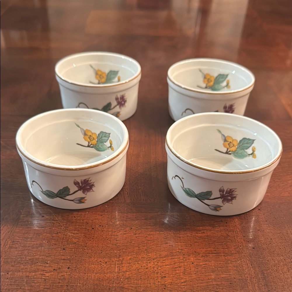 100 ml Woodhill Fine Bakeware Ramekin Small Custard Cups Bowls Floral Ceramic